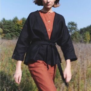 Linenfox René Wrap jacket in Heavyweight Linen